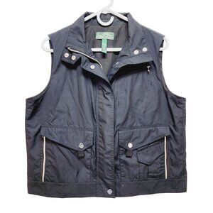 Ralph Lauren Vest Women's Size L Brown  Buttons Pockets Zip